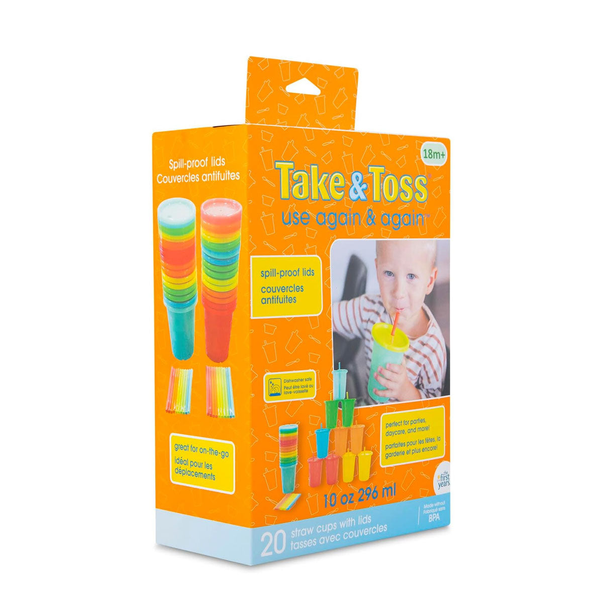 The First Year Take & Toss Straw Cups, 10 Oz Toddler Sippy 20pack